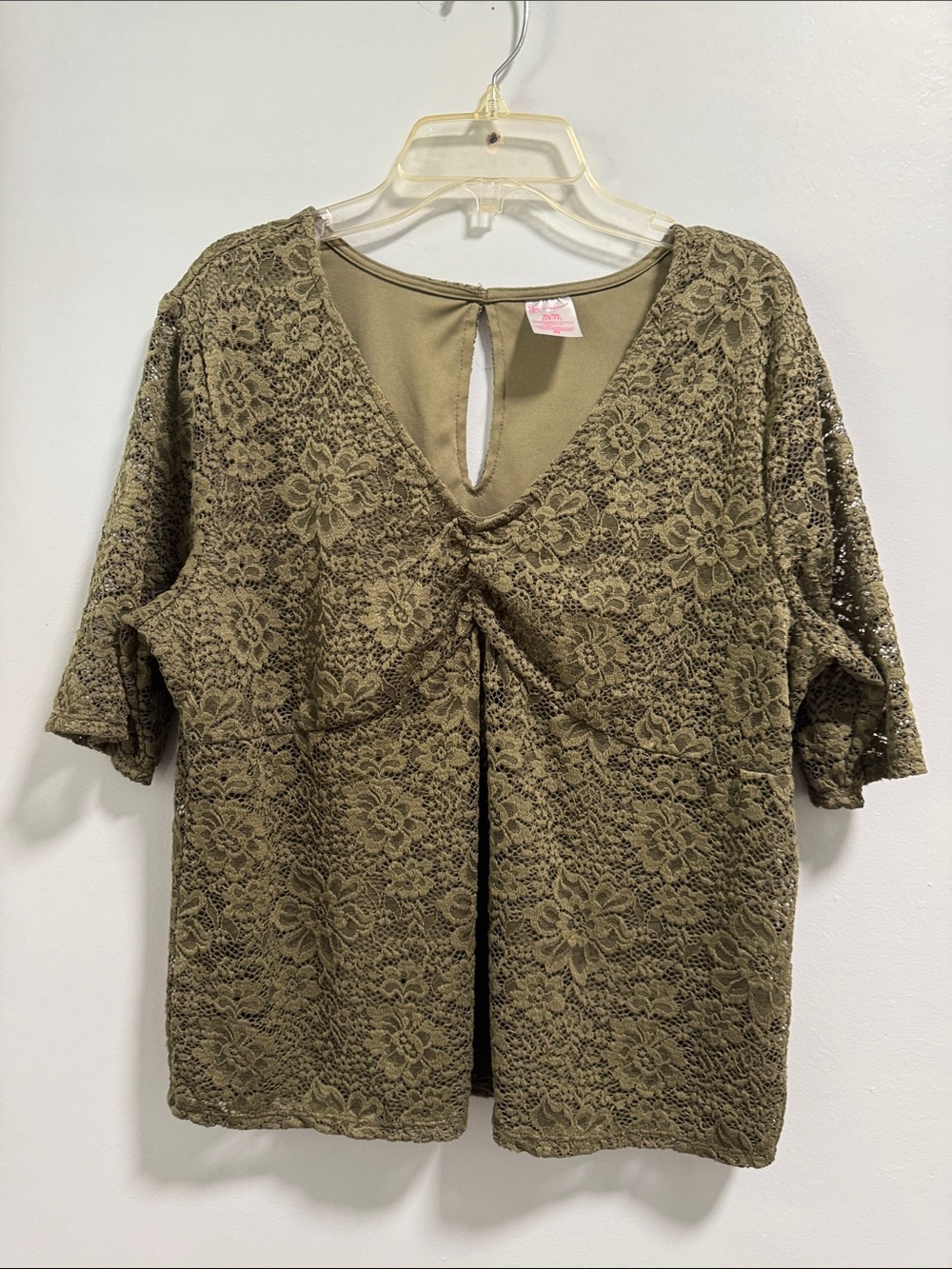 No Boundaries Lace Short Sleeve Top - Olive